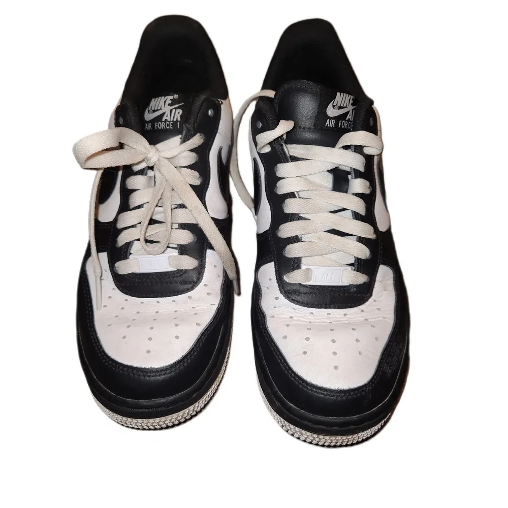 Nike Mens Air Force 1 ID Black White Sneakers Size 7